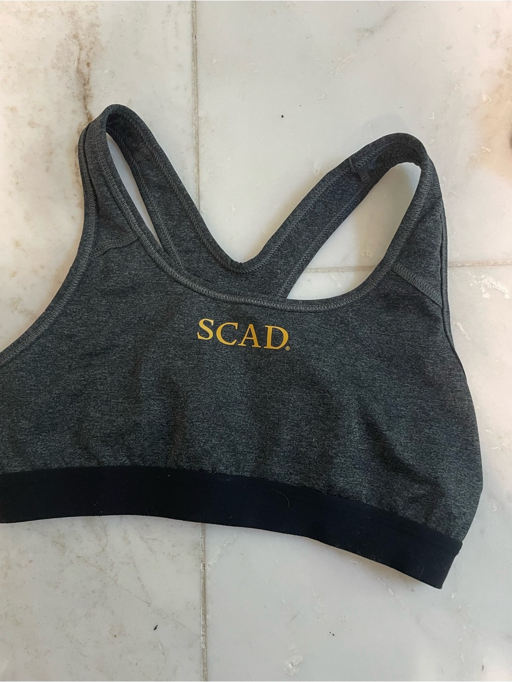Nike Gray & Black Racerback Sports Bra with Gold SCAD Logo